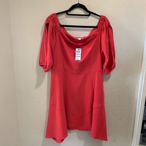 Bar III | Red Orange Off the Shoulder Mini Dress